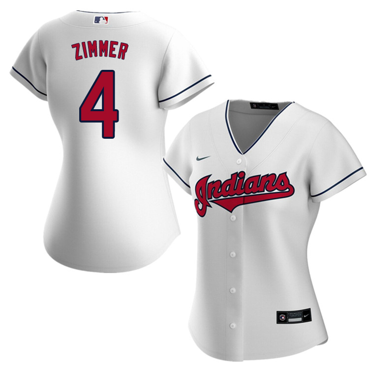 Nike Women #4 Bradley Zimmer Cleveland Indians Baseball Jerseys Sale-White